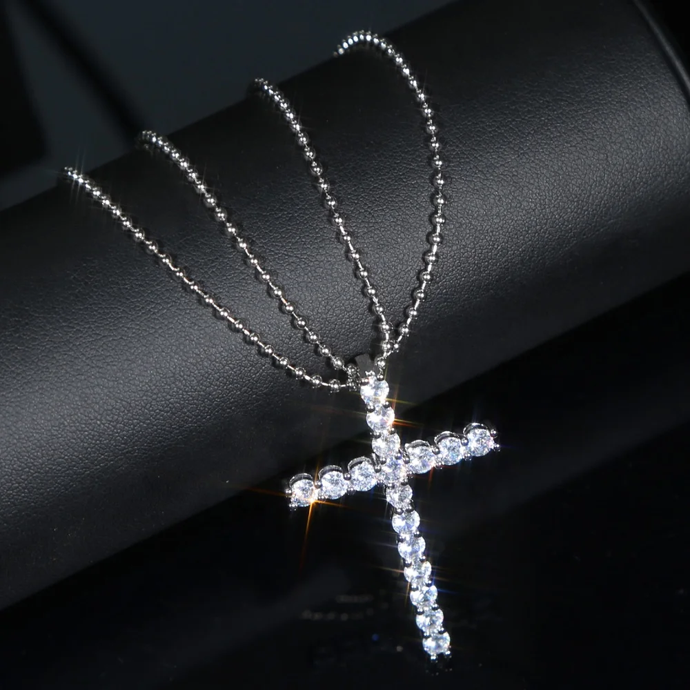 

2020 super fashion size 30*50mm cross hip hop necklace iced out ankh cross pendant tennis chain miami cuban AAAA+ cz men jewelry, Black