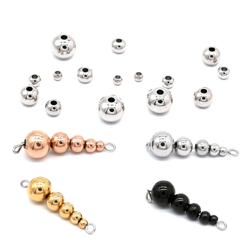 

Hot Selling spacer beads Jewelry Accessories Stainless Steel Gold Plated Straight Hole Beads DIY beads for jewelry making