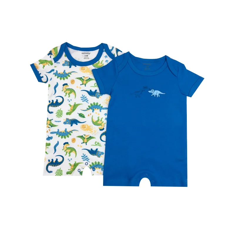 

Wholesale Newborn Baby Romper Summer comfortable 100% Cotton bodysuit Infant Toddler Short Sleeve 2 pcs, As picture