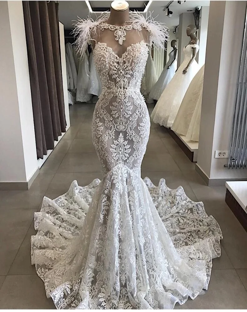 feather and lace bridal