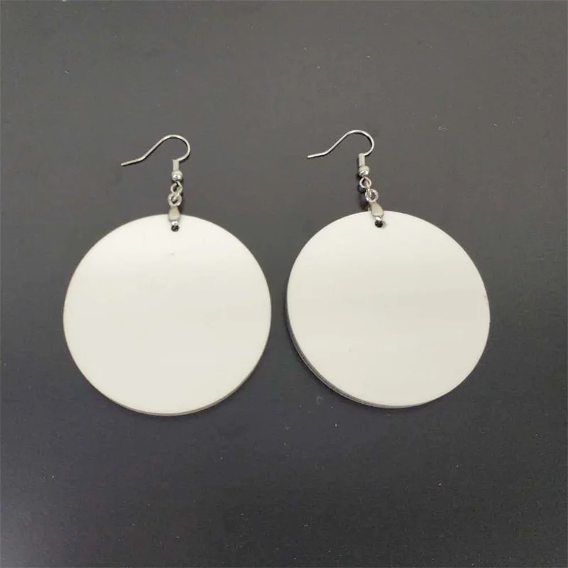 

63mm/2.5in round big size sublimation earring with hook, White