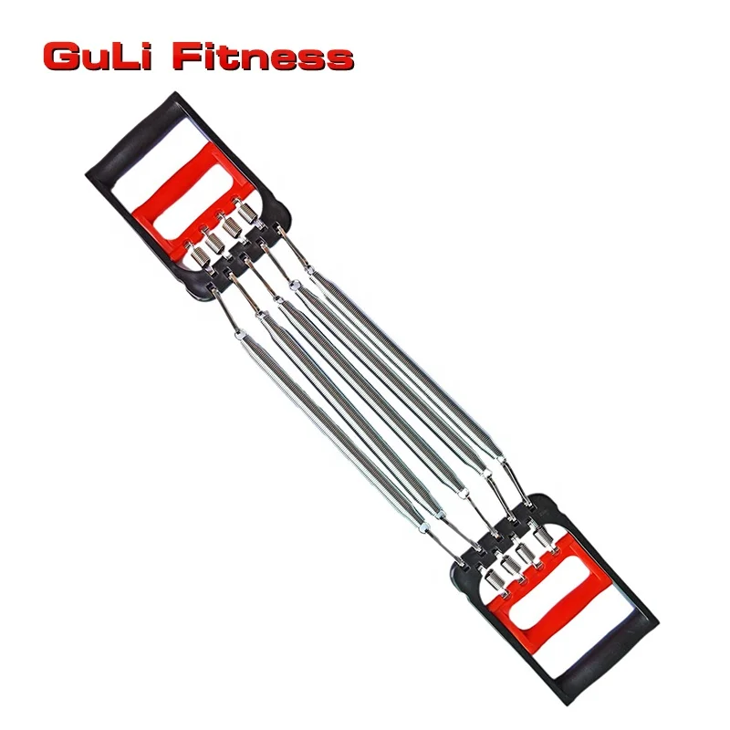 

Guli Fitness Chest Expander Hand Gripper Arm Pull Bar Muscle Exerciser with 5 Springs for Men Upper Body Exercise Biceps Workout, Red&black or customized