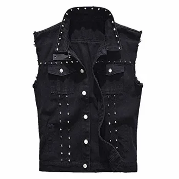 black denim sleeveless shirt