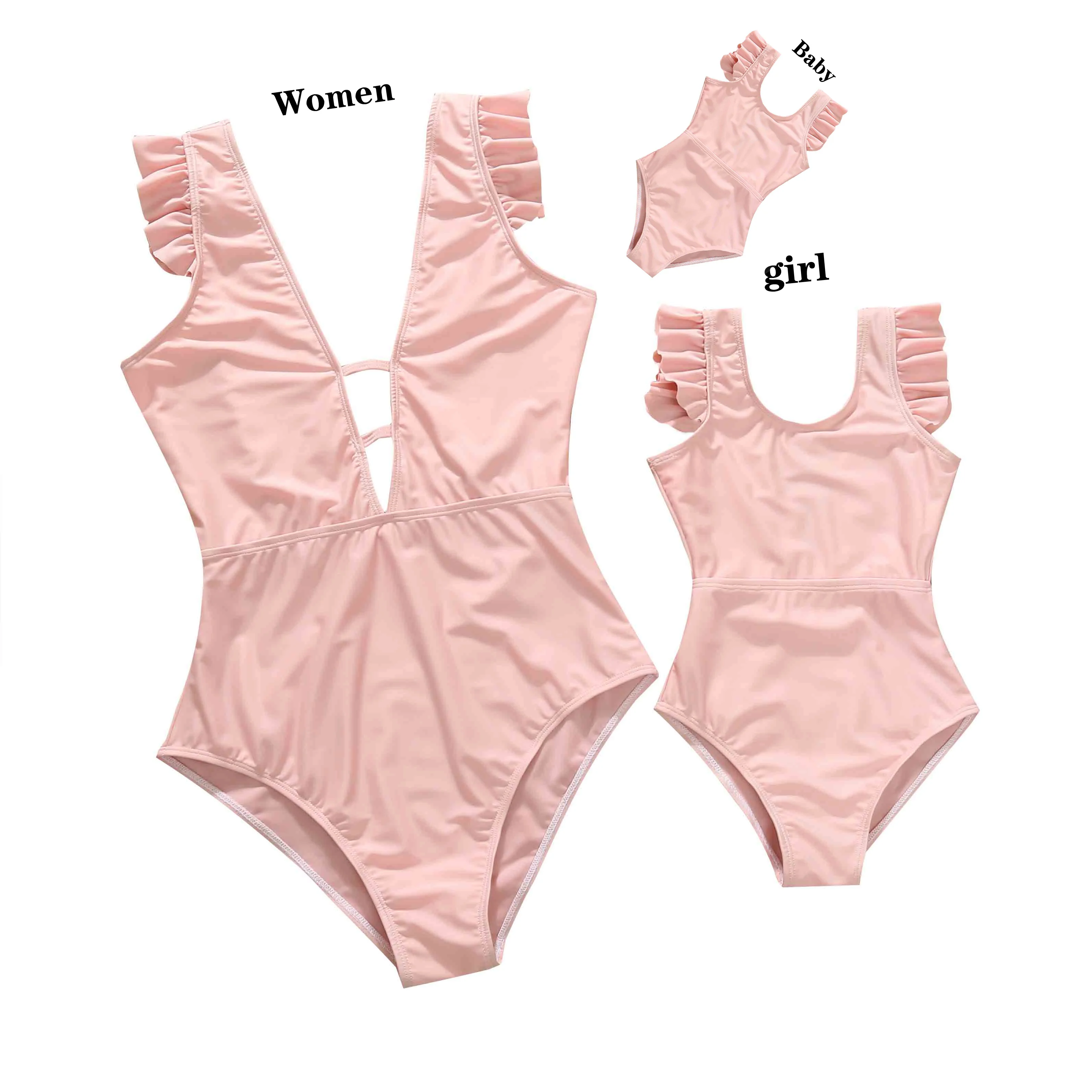 

Summer Mommy and Me Swimwear Family Beach Outfits One Piece Swimsuit, Assorted