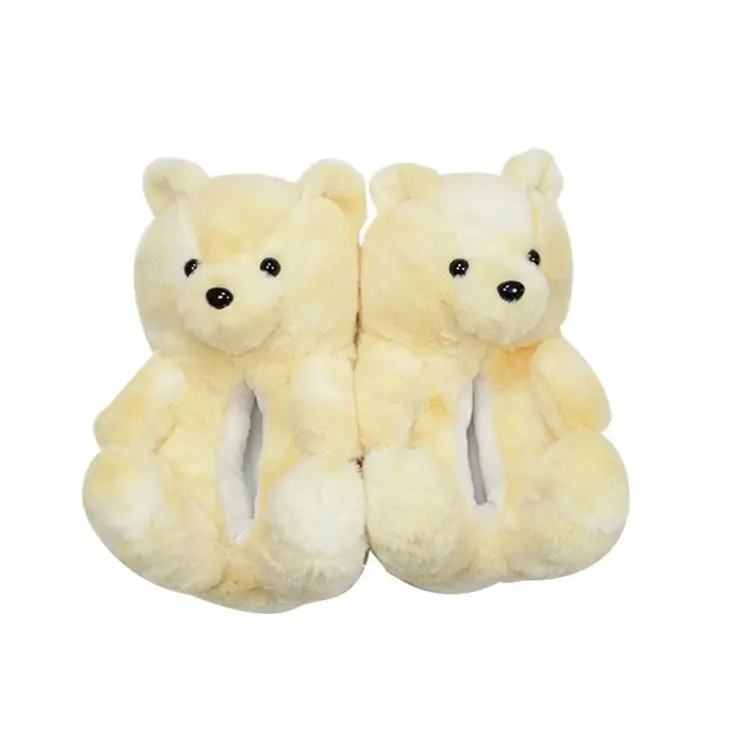 

Winter Indoor Animal Plush Warm Cute Fuzzy Women house shoes Teddy Bear Furry Fur Slippers, Picture