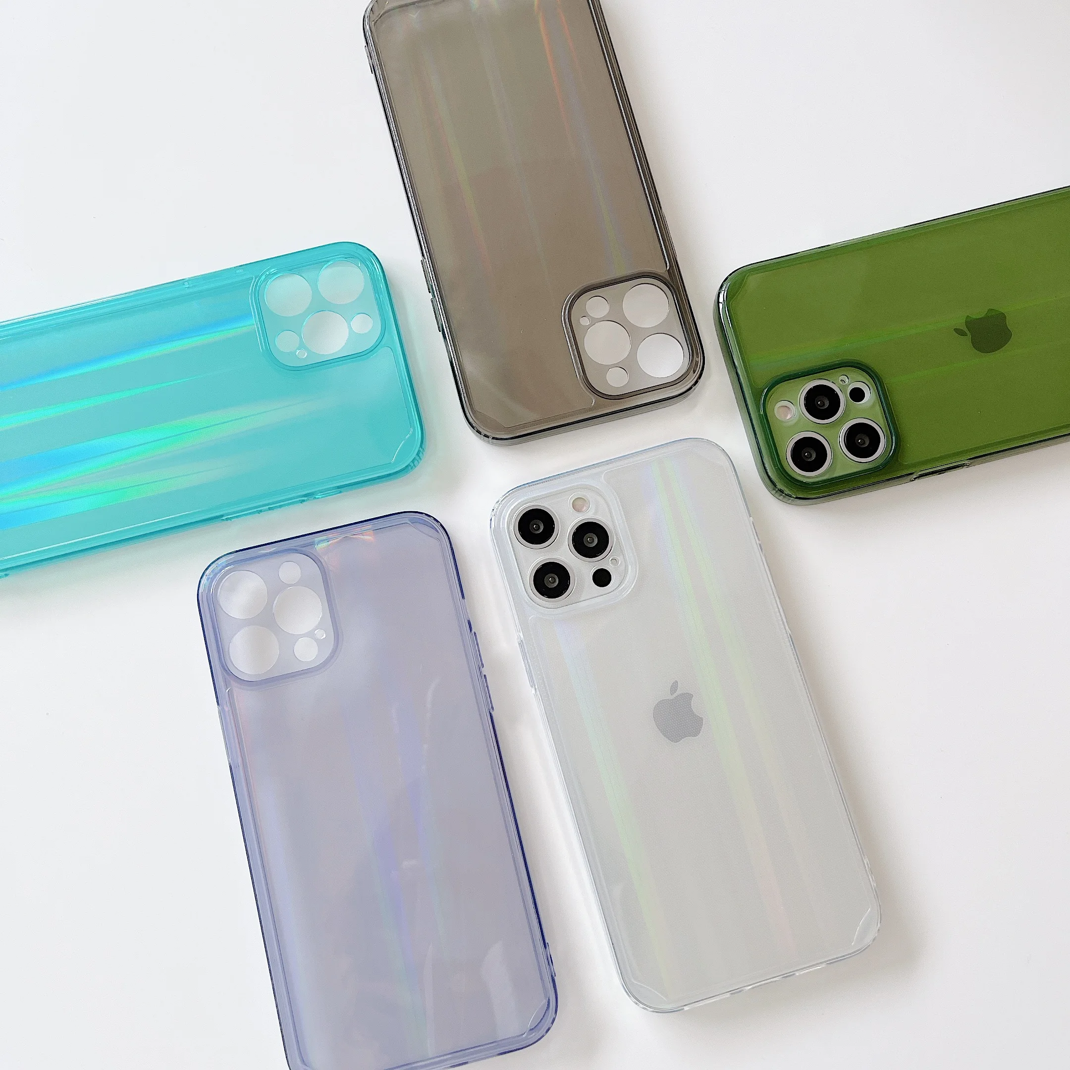 

Gradient Aurora Transparent Pure Color Laser Case For iPhone 12Pro 12Mini 12 Pro Max Smart Phone Case Protective Cover