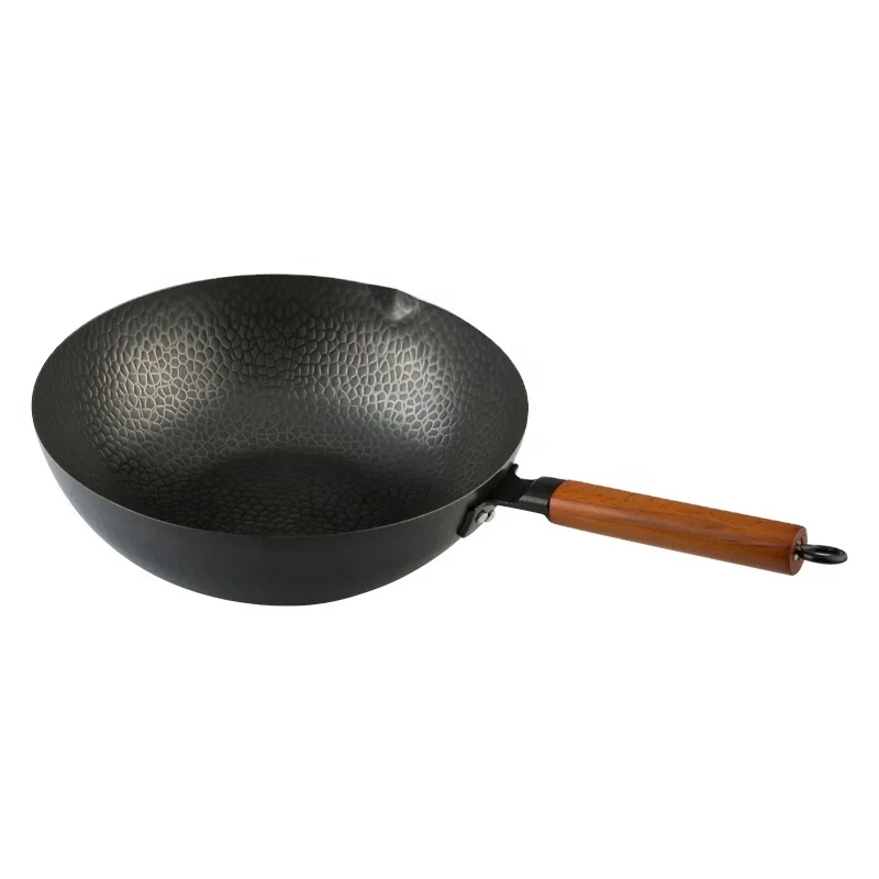 

Old-fashioned hand-forged Zhangqiu ancient method iron pan Uncoated wok cast iron flat-bottomed household wok
