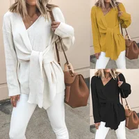 

Woolen Coat Women Outwear 2019 New Fashion Autumn Long Sleeve V-Neck Ladies OverCoat Tops Coldker