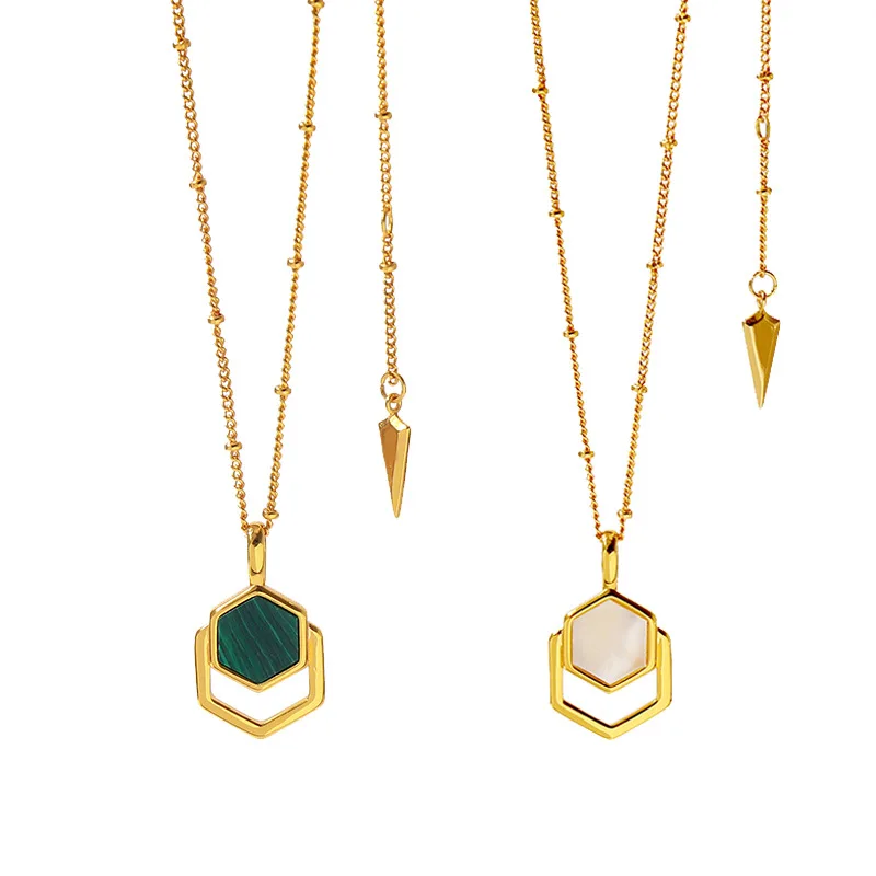 

New Minimal Polygonal Stacked Malachite Necklace Hot Selling Wholesale