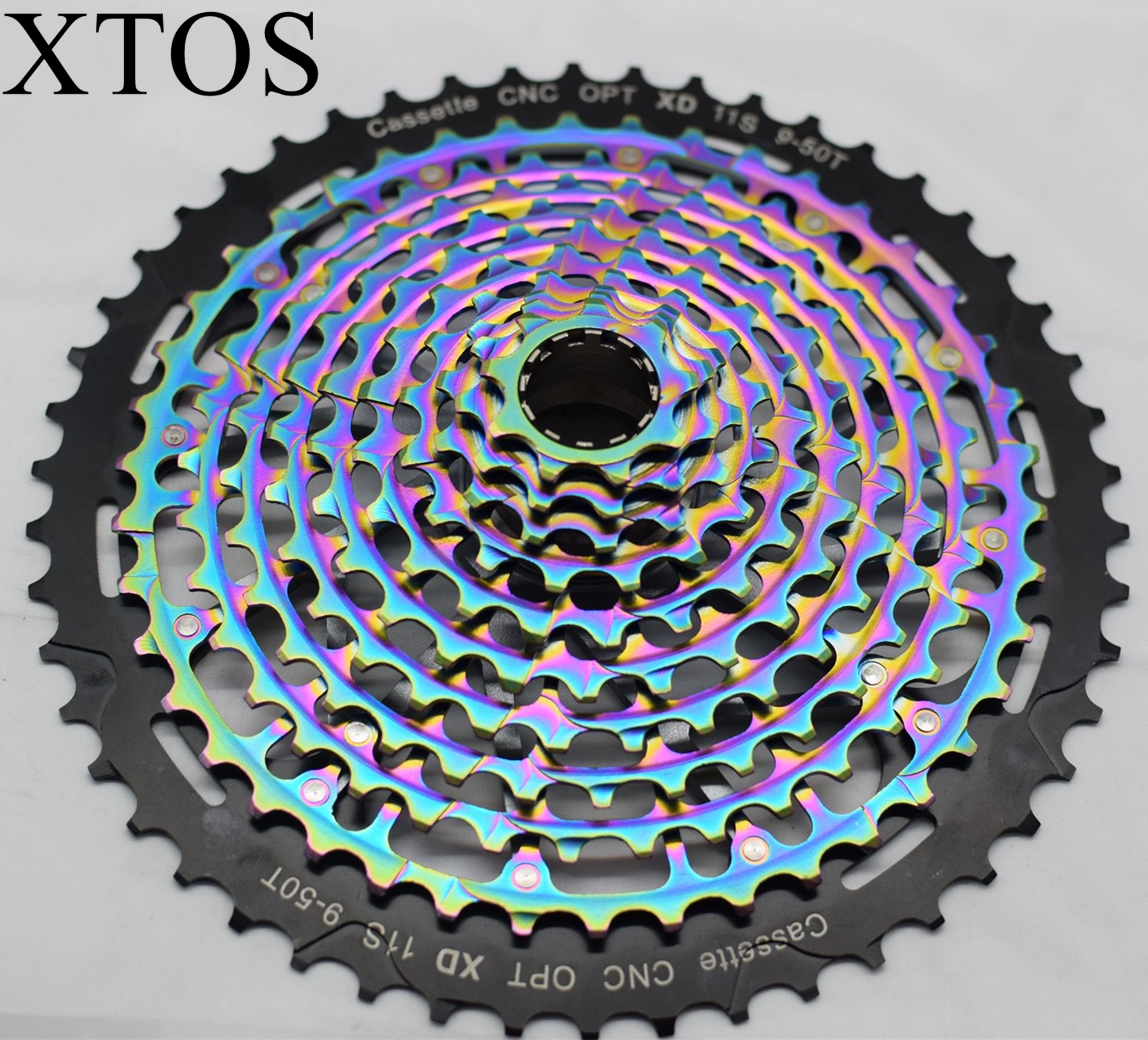 

Xtos Ultimate Mtb11Speed 9-50TCassette Ult Xd Cassette Rainbow Steel Ultralight Freewheel Sprocket, Colorful