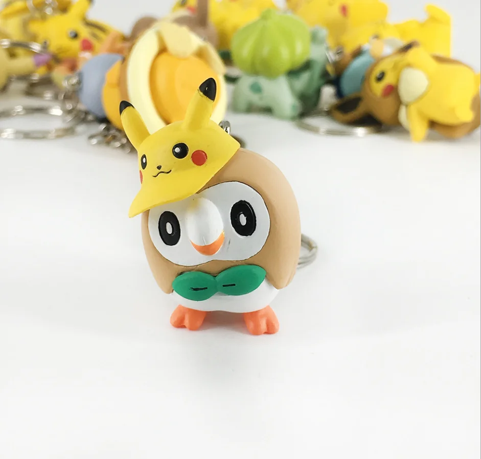 

Free shipping Pokemon Anime Piplup Eevee Keychain Psyduck PVC model Toys key rings jewelry pendent figures, Colorful