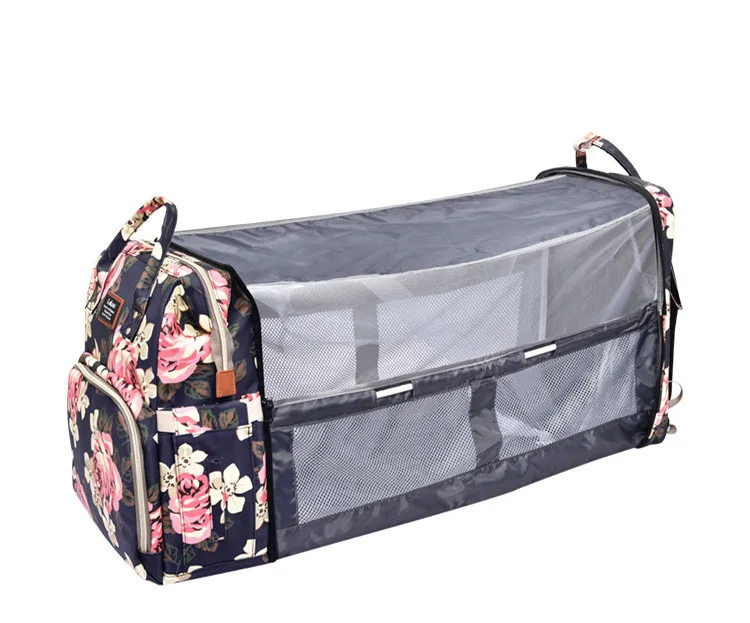 

BB032 Multifunctional waterproof big capacity mommy bag foldable babybed with mosquito net backpack baby Diaper Bags