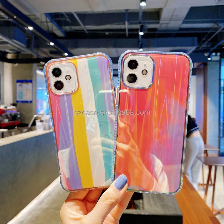 

IMD Phone Case Colorful Change IMD Geometric Stripe TPU Transparent Mobile Cell Phone Back Cover Case For Iphone 11 Pro Max