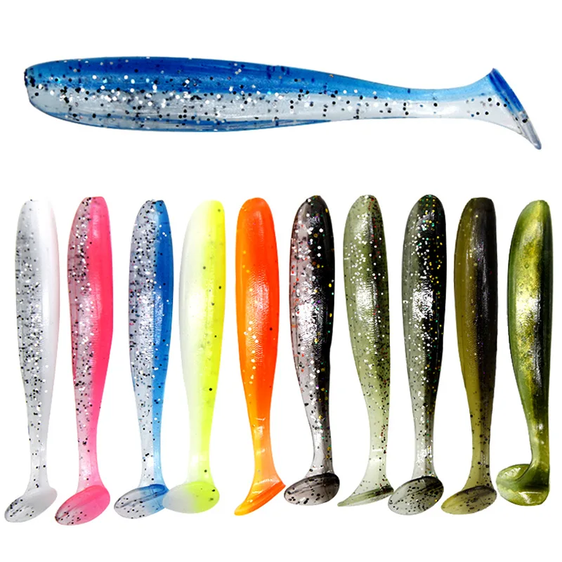 

7cm 2g large quantity in stock T-tail two - color Ocean Beach colorful seabass lifelike silicone fishing soft Lure, 10 colors