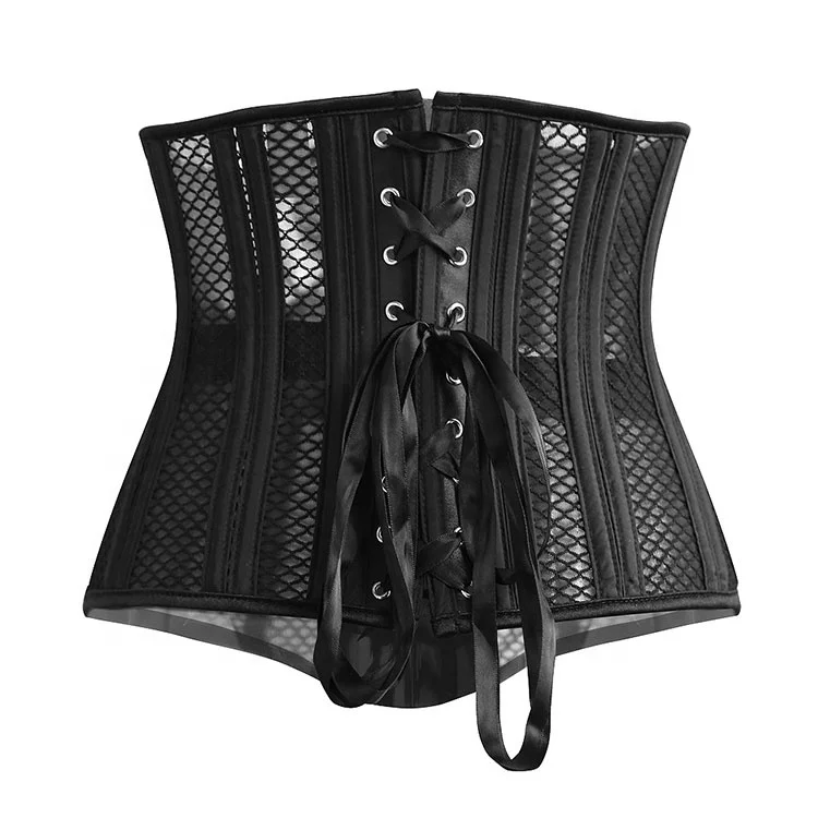 

Promotional Mesh Corset Super Comfortable Bow Breathable Body Shaper Short Girdle One Piece Corset, Black and can be customerized