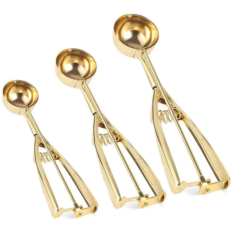 

Wholesale Multifunctional Home Gadgets Kitchen Baking Tool 304 Stainless Steel Mini Small Rose Gold Ice Cream Scoop Bath Bombs