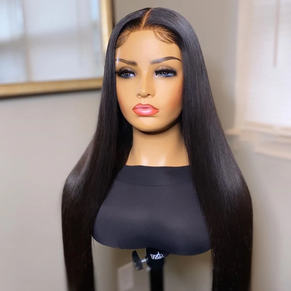 

ADDICTIVE 4x4 Closure Lace Front Human Hair Wigs Hair Straight Lace Frontal Wig Brazilian Pre Plucked with Baby 28 30 Inch Long