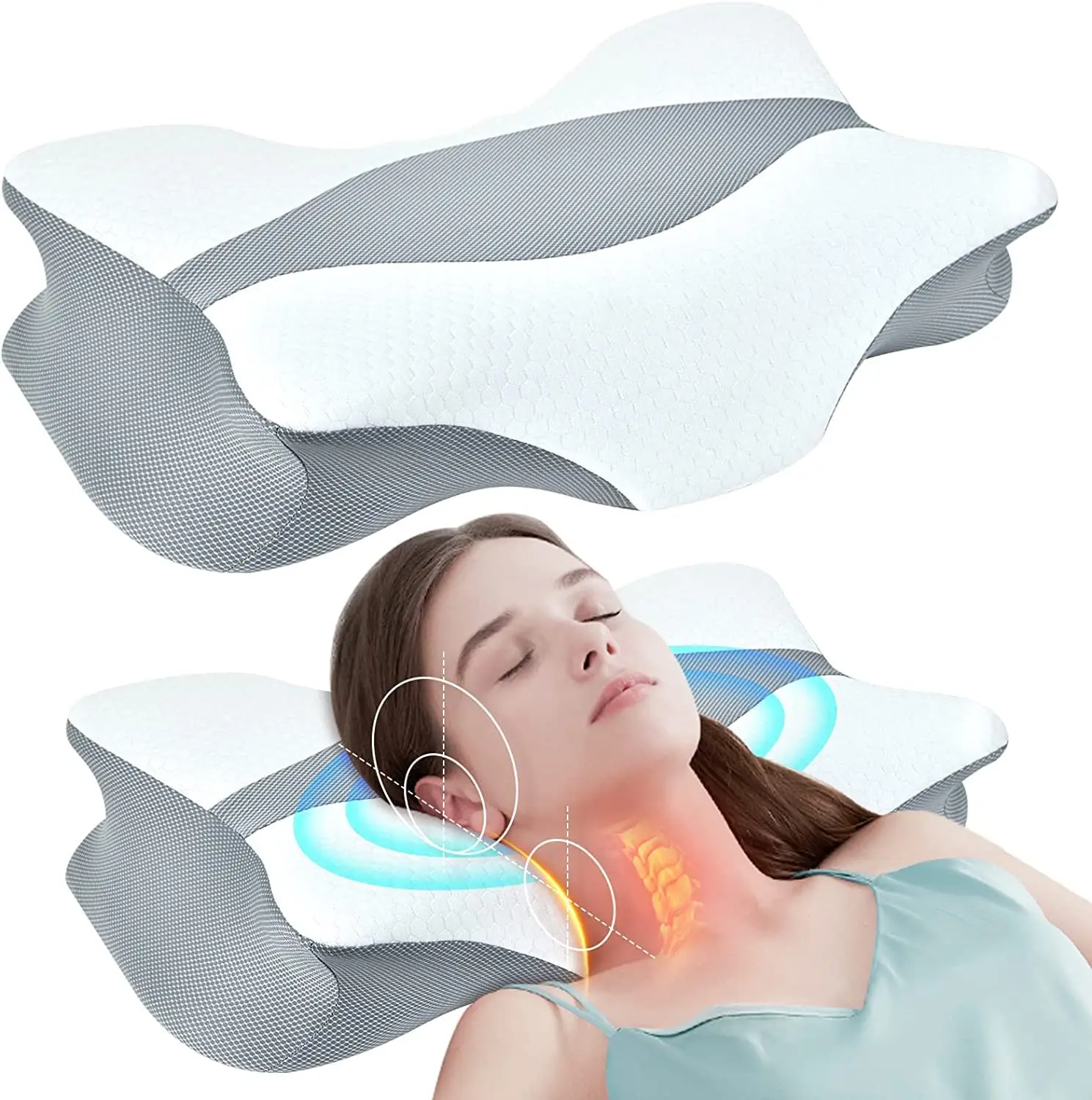

Pulatree Odorless Cooling Orthopedic Ergonomic Pillow For Neck Pain Relief Contour Cervical Memory Foam Pillow