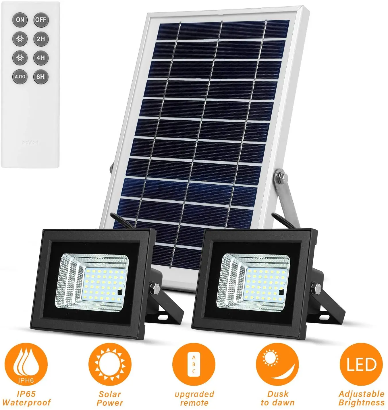 Solar Flood Lights Led Lights Remote Solar Lights Dusk to Dawn Solar Security Light with 6W 800 LM Dual 42 LEDs IP65 Waterproof