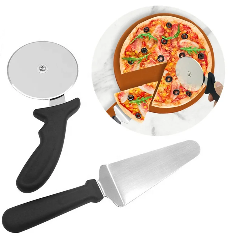 

Pizza Slicer Stainless Steel Pizza Cutter Wheel Triangular Spade Spatula for Pizza Cake
