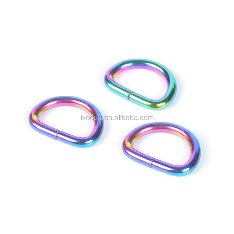 

Stock Rainbow Color Vacuum Plating Metal D Ring For garment bag accessories