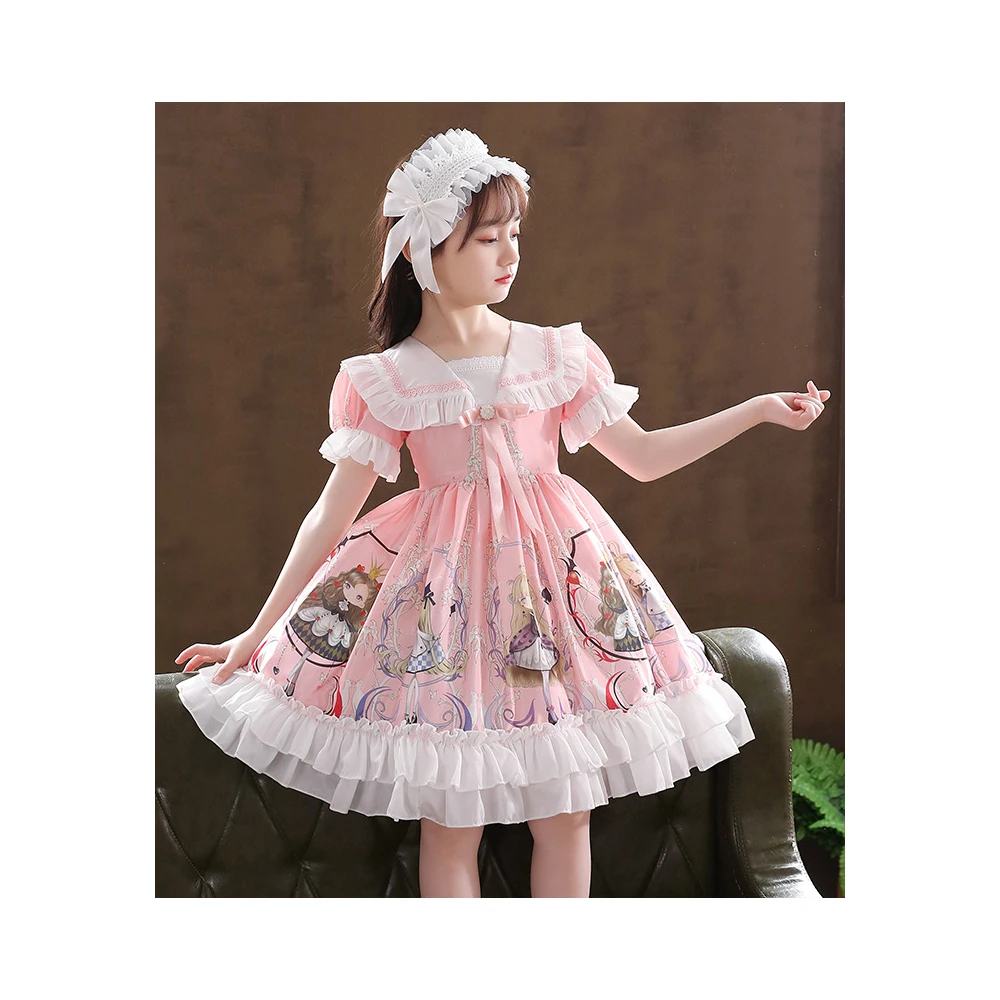 

2021 Kids Dress for Girls birthday party Girl Dress Lace bow tutu Princess Pageant Gown Children Lolita summer Dress 3-12Y, As shown