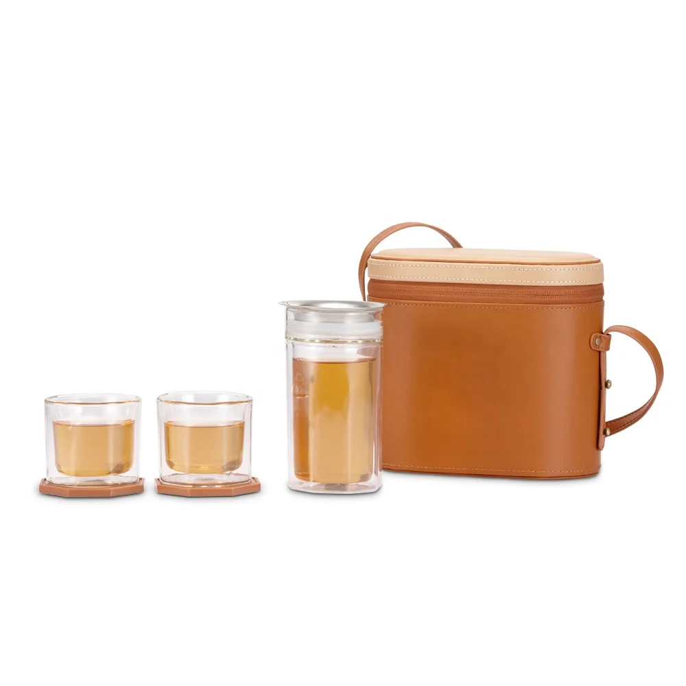 

ZENS Portable glass tea set with Case, Tea Pot Glass with Strainer hot for promotion gift, Mutiple