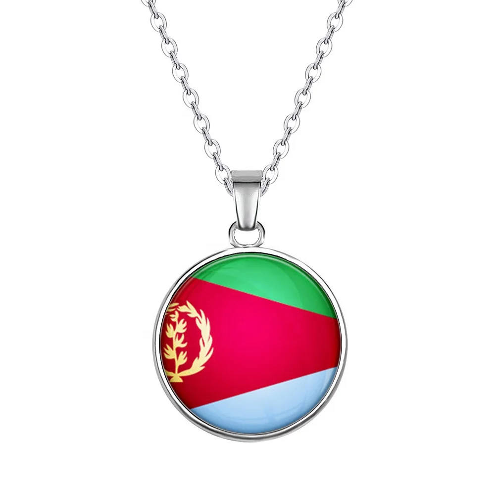 

High Quality Stainless Steel Jewelry Womens Pendant Girls Necklace Eritrea National Flag Necklaces Sublimation Custom Necklaces