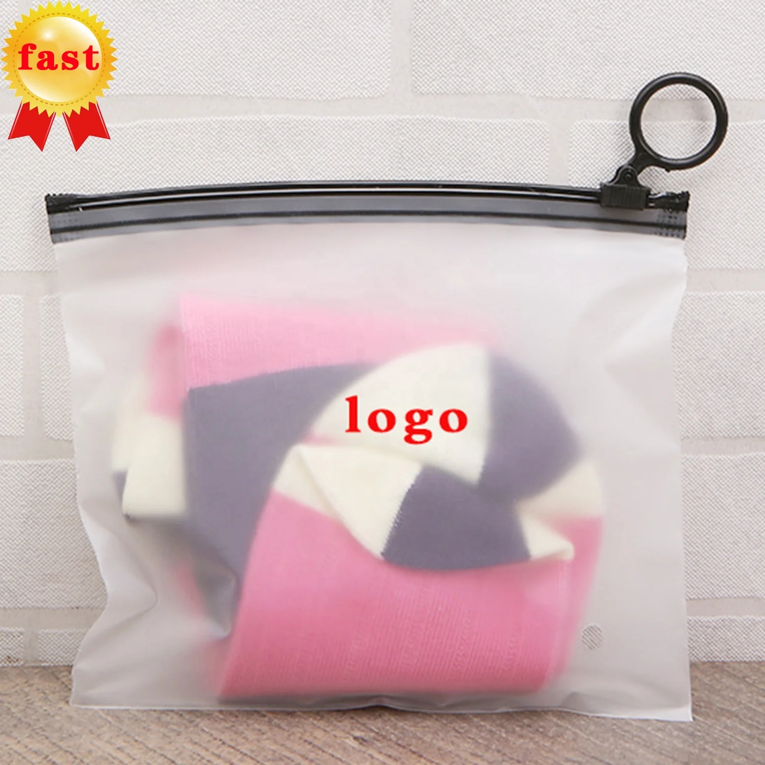 

Custom print logo ziplock pvc bag frosted T shirt zipper swimwear clear packaging Single-layer Plastic transparent clothing Bag