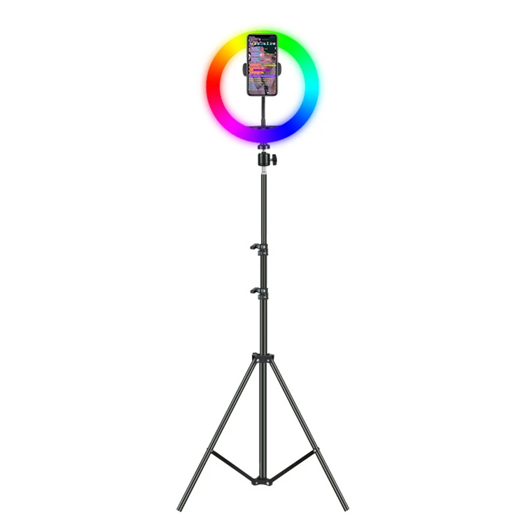 

2020 hot sale on Amazon 10 inch 26cm 16 adjustable colors RGB lamp with 2.1m 210CM tripod