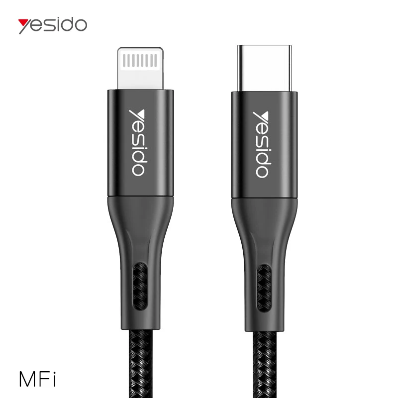 

YESIDO 1M Mfi Certified 20W 2.4A Fast Charging Usb Type C To Lightning Nylon Braided Charger Cord Cable For Iphone 12 11 13