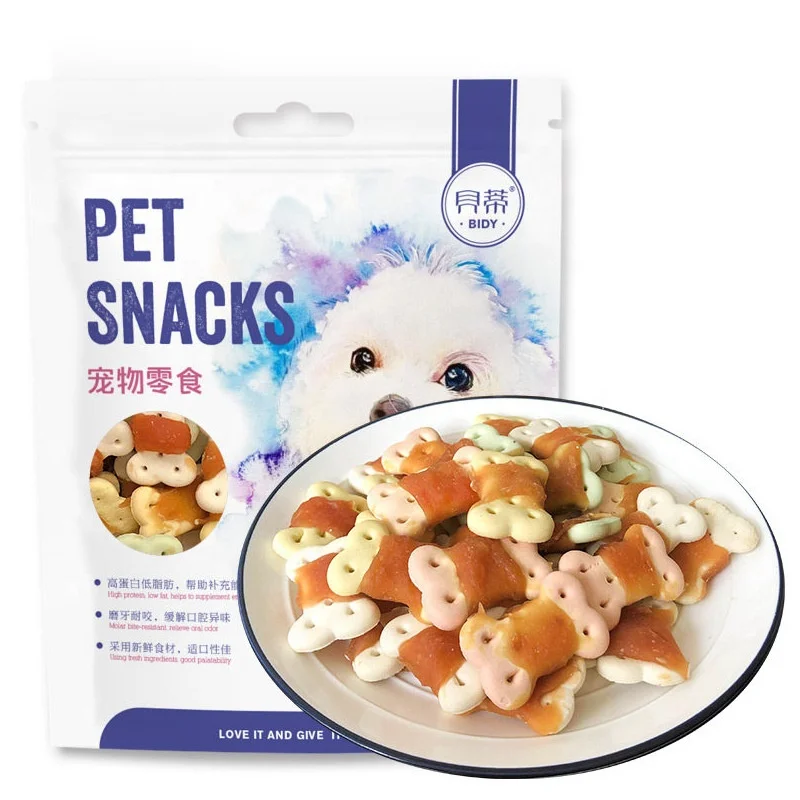 

Customization Private Label Pet Dog Chew Treats Dog Dental Chicken Biscuit Bag