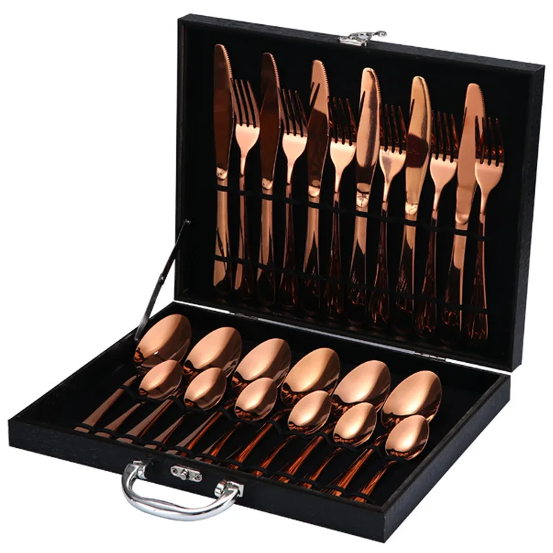 

Rose Gold Cutlery Set Wholesale 24PCS Stainless Steel Flatware Set Amazon Top Seller