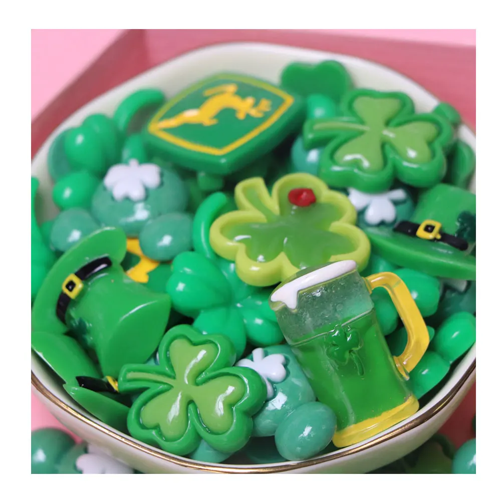 

Patrick's Day Flatback Resin Charms Green Hat Leaf Clover Cabochon Diy Crafts Hair Bow Jewelry Making Accessories