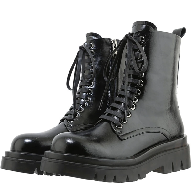 

2021 Women Winter Newest Genuine Leather Ankle Boots Platform Chunky Heels Pumps Party Office Lady Shoes Woman