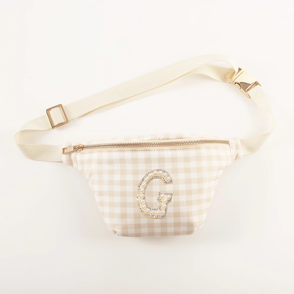 

Custom Low MOQ Gingham Gifts for Sports Festival Workout Traveling Running Carrying All Girls Cute Checking Belt Bag for Women