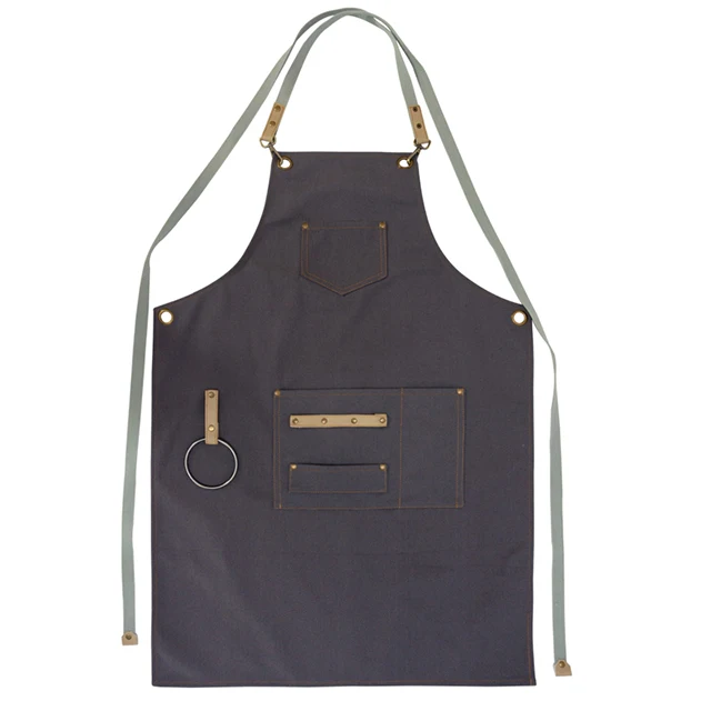 

Grey Immediate Shipping Hot Sale Style Barista Cotton Canvas Wear Resistant Washable Tool Apron, Can be customized