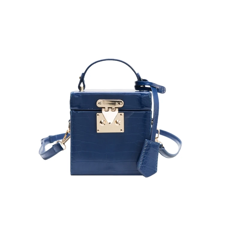

New arrival square box handbags mini PU ladies leather handbags for women, Red and black
