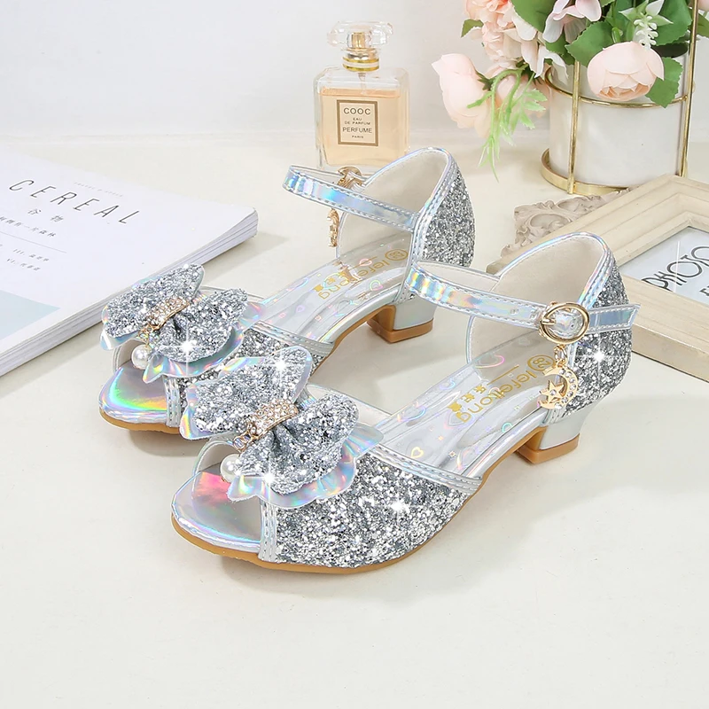 

Kids Shoes For Girls 2021 New Fashion Princess Single Shoes Children Comfortable And Soft Sole Sequins High heel