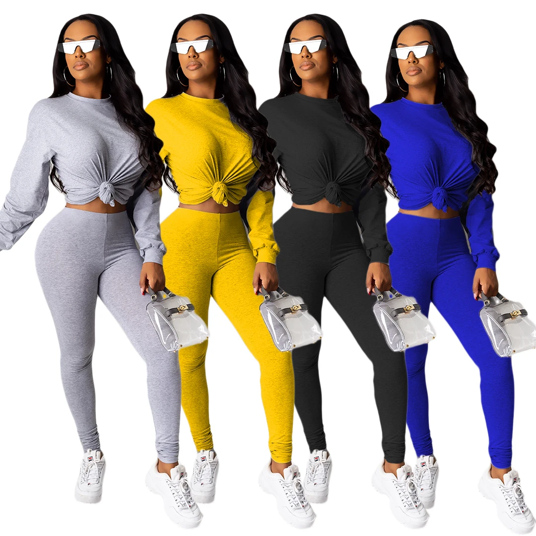 

2020 New Arrivals Off Shoulder Outfits Jogger Sexy 2 Piece Set Women