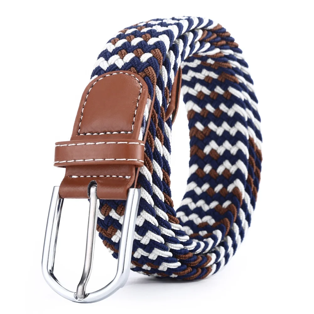 

Men Women Casual Knitted Pin Buckle Belt Woven Canvas Elastic Expandable Braided Stretch Belts Plain Webbing Strap