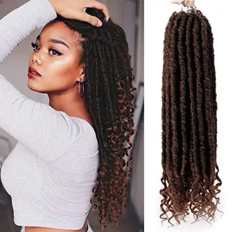 

Goddess Faux Locs Crochet Hair 16 18 20Inch Straight Goddess Locs with Curly Ends Synthetic Crochet Hair Braids for Women, Pic showed