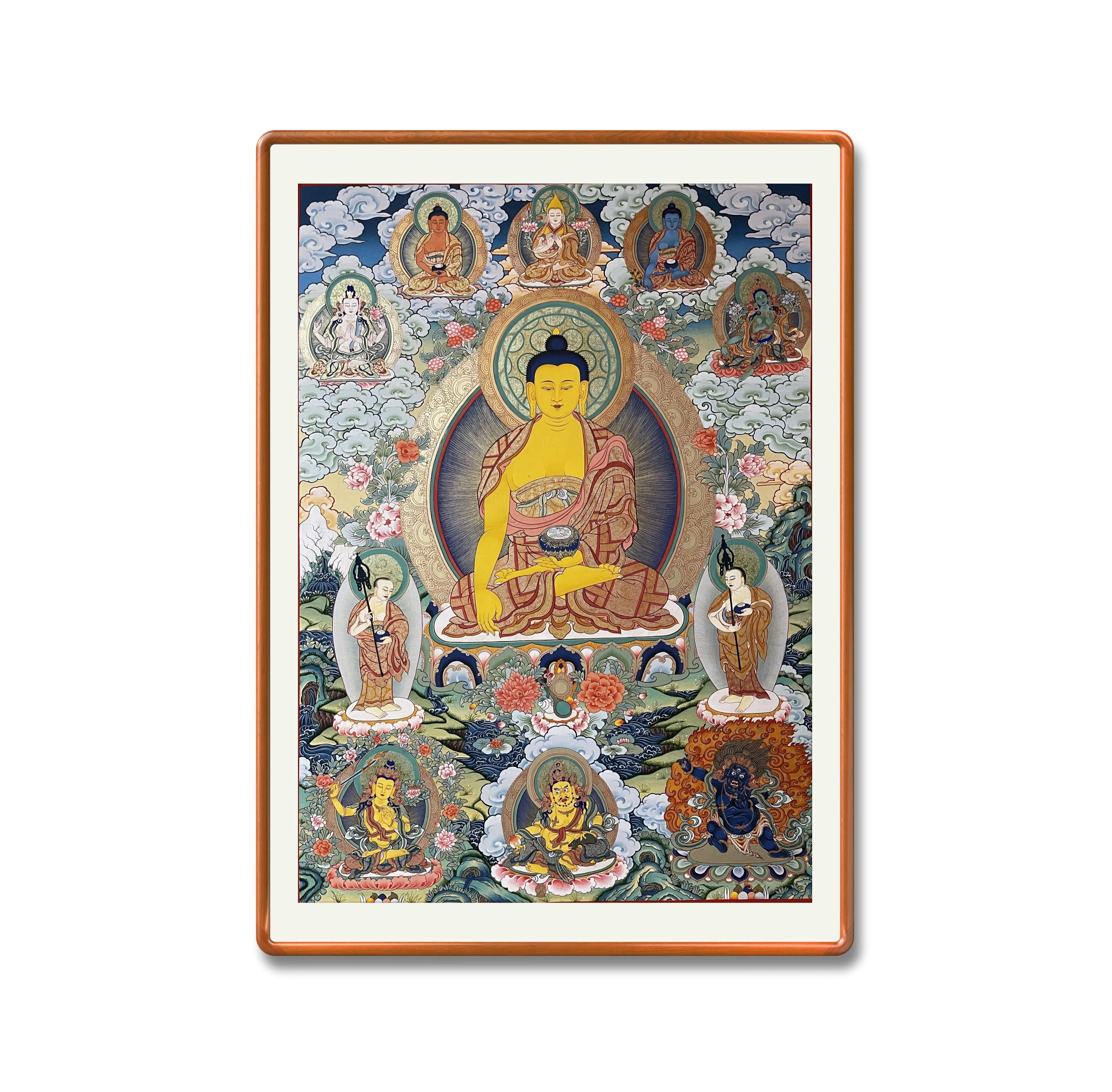 

Customizable pure mineral pigments for Sakyamuni Buddha and Bodhisattva Thangka one finished work