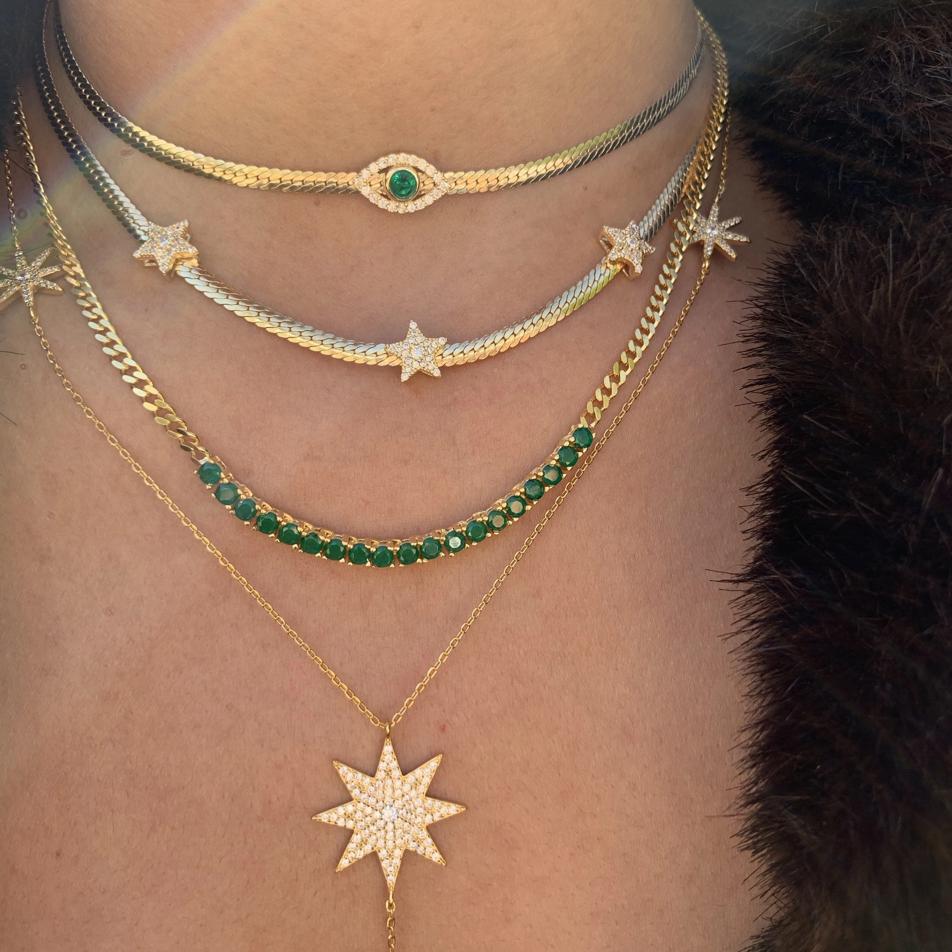 

trendy snake chain gold plated 3 star bling girl women choker necklace, Customized