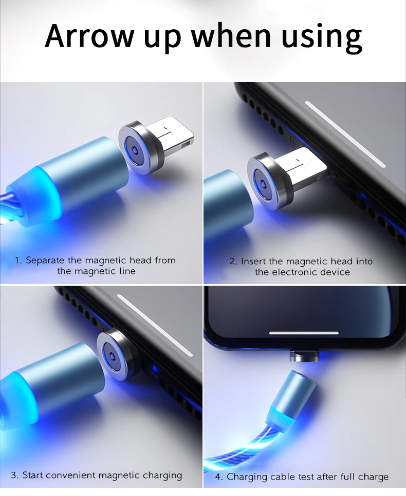 2020 New product Hot wholesale LED Flowing Light Magnetic Charging Cable Cellphone Fast Micro USB Cable Charger Data Cable Line - ANKUX.COM