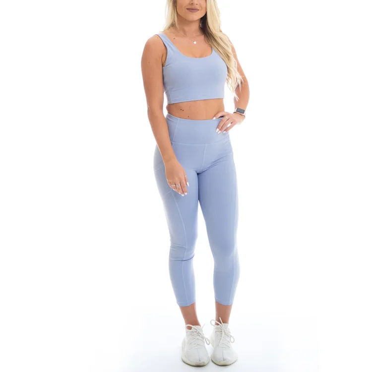 
Low MOQ custom high quality fitness compression yoga mesh set for women 