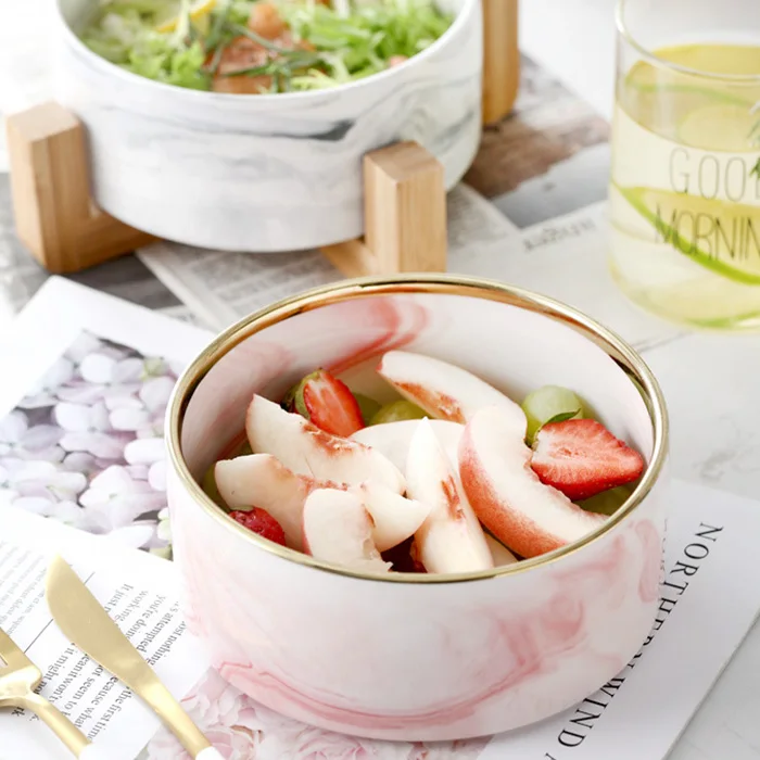 
Nordic Marble Design Large Ceramic Salad Bowl 