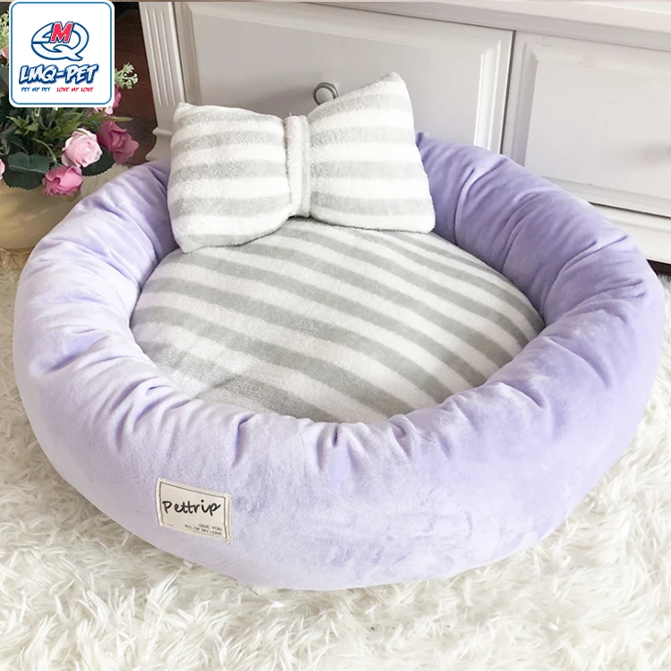

Faux velvet Ultra Soft Washable Dog Cushion Cat Nest Pet Beds Washable Round Luxury Dog Bed, Picture