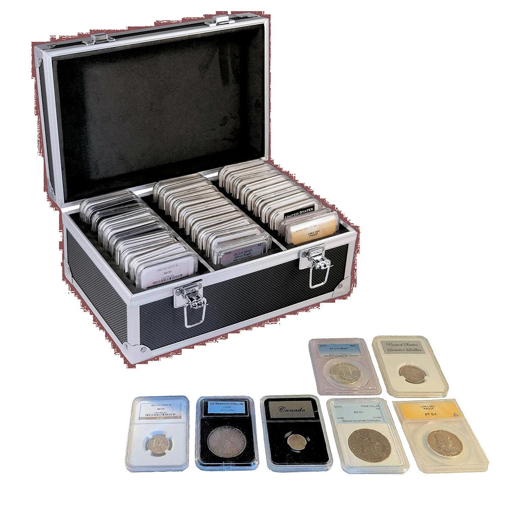 纪念币收纳盒ngc硬币铝收纳盒pcgs 30板胶囊收集架