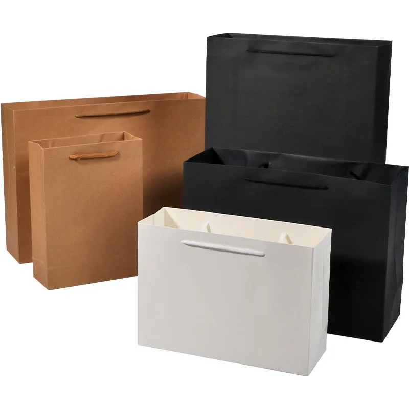 

Thicken Custom Printed Logo Clothing Store Luxury Portable Fashionable Kraft Paper Shopping Bag Packaging Gift Bag, Khaki/white/black